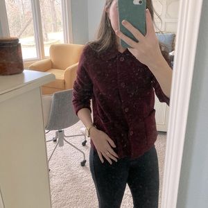 Vintage Boiled Wool Burgundy Sweater Cardigan | S